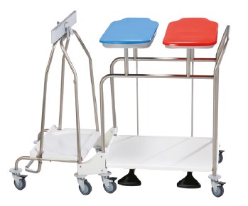 CHARIOT 2 SACS INOX ET SUPPORT SAC A DECHET AVEC COUV+PEDALE