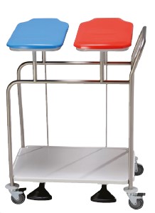 CHARIOT PORTE SACS INOX 2 SACS AVEC COUVERCLES ET PEDALES